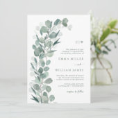 Invitation Eucalyptus Monogrammé Mariage (Debout devant)