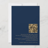 Invitation Eucalyptus Navy Blue Gold QR Code Script Mariage (Dos)