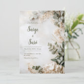 Invitation Eucalyptus neutre Mariage floral (Debout devant)