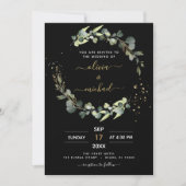 Invitation Eucalyptus noir Mariage Élégant (Devant)