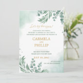 Invitation Eucalyptus Nouveau Enregistrer l'annonce de la dat (Debout devant)