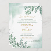 Invitation Eucalyptus Nouveau Enregistrer l'annonce de la dat (Devant / Derrière)