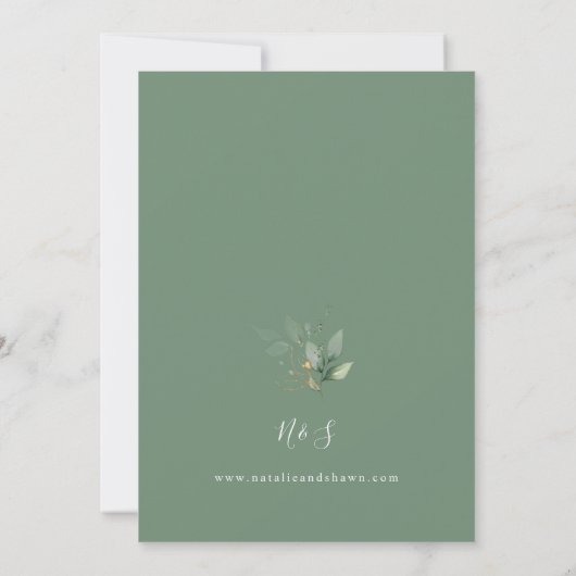 Invitation Eucalyptus Or Lumineux Vert Mariage Olive Green (Dos)
