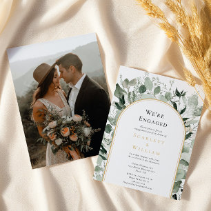 Invitation Eucalyptus Or Simple Photo Nous sommes fiancés