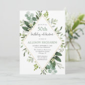 Invitation Eucalyptus or tout âge adulte fête d'anniversaire (Debout devant)