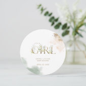 Invitation Eucalyptus or vert C'est un Baby shower féminin (Debout devant)