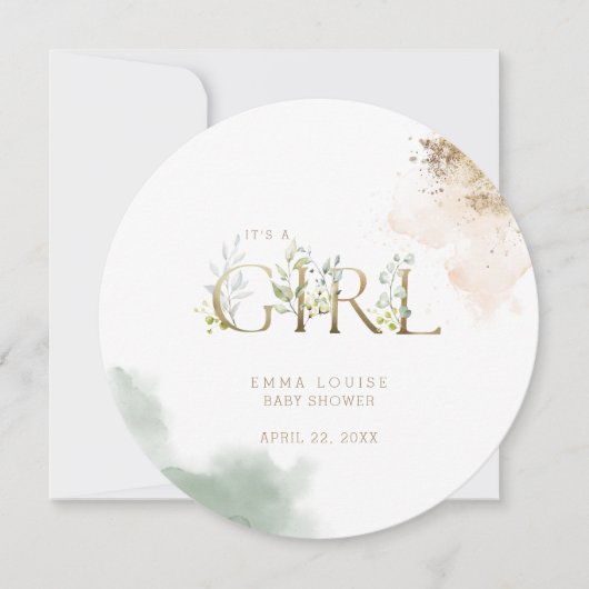 Invitation Eucalyptus or vert C'est un Baby shower féminin (Devant)