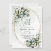 Invitation Eucalyptus Or Vert C'est Une Fille (Devant)
