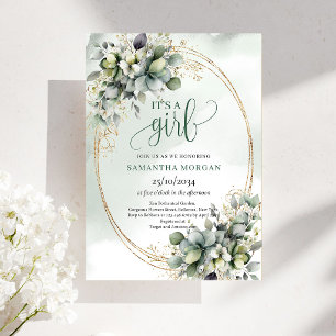 Invitation Eucalyptus Or Vert C'est Une Fille