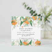 Invitation Eucalyptus Orange a Little Cutie Aquarelle Douche (Debout devant)