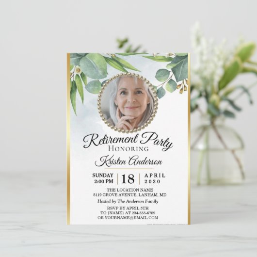 Invitation Eucalyptus Parti de la retraite dorée (Debout devant)