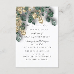 Invitation Eucalyptus Parties scintillant de verdure Or Foils