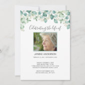Invitation Eucalyptus Photo de célébration de la vie Invitati (Devant)