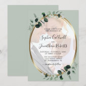 Invitation Eucalyptus Photo Gold Mariage de mesure métallique (Devant / Derrière)