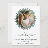 Invitation Eucalyptus Photo Greenery QR Code Mariage (Devant)