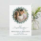 Invitation Eucalyptus Photo Greenery QR Code Mariage (Debout devant)