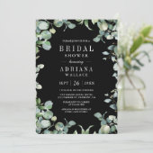 Invitation Eucalyptus Photo QR Code Fête des mariées noire (Debout devant)