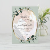 Invitation Eucalyptus Photo QR Code RSVP Sage Mariage (Debout devant)