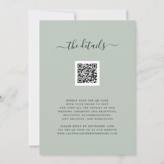 Invitation Eucalyptus Photo QR Code RSVP Sage Mariage (Dos)