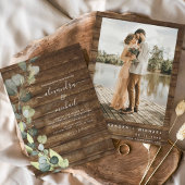 Invitation Eucalyptus Photo Rustique Mariage en bois