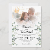 Invitation Eucalyptus PHOTO Verdure Mariage géométrique (Devant)