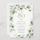 Invitation Eucalyptus pour 80 ans (Devant)