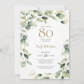Invitation Eucalyptus pour 80e anniversaire (Devant)