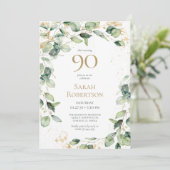 Invitation Eucalyptus pour 90e anniversaire (Debout devant)