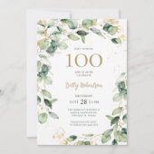 Invitation Eucalyptus pour les 100 ans (Devant)