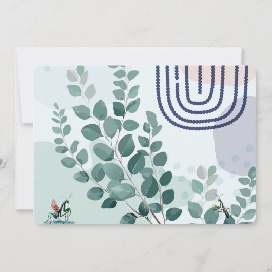 Invitation Eucalyptus Praying Mantis Australian Botanical Art (Devant)