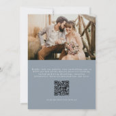 Invitation Eucalyptus QR Code Dusty Blue Photo Mariage (Dos)