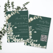 Invitation Eucalyptus QR Code Emerald Mariage vert