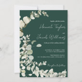 Invitation Eucalyptus QR Code Emerald Mariage vert (Devant)