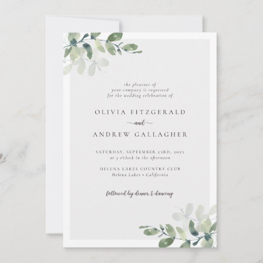 Invitation Eucalyptus QR Code Mariage photo (Devant)