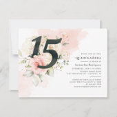 Invitation Eucalyptus Quinceanera rose 15e anniversaire (Devant)
