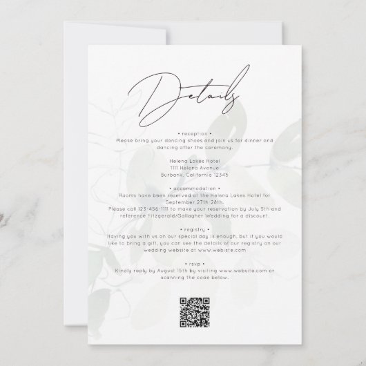Invitation Eucalyptus Rien De Fancy Just Love Script Mariage (Dos)