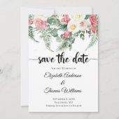 Invitation Eucalyptus rose blanc Roses floraux Enregistrer la (Devant)