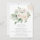 Invitation Eucalyptus Rose blanche Fête des mariées florale (Devant)