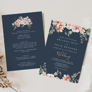 Invitation Eucalyptus Rose de jardin Floral avant et arrière