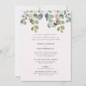 Invitation Eucalyptus & Rose Deux Lieux Parents (Devant)