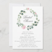 Invitation Eucalyptus rose Fête des mariées de couronne de fl (Devant)