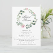 Invitation Eucalyptus rose Fête des mariées de couronne de fl (Debout devant)