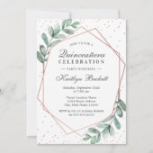 Invitation Eucalyptus Rose Gold Quinceañera 15e anniversaire (Devant)