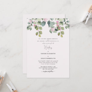 Invitation Eucalyptus & Rose Mariage Les deux parents