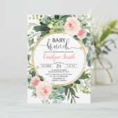 Invitation Eucalyptus rose or Brunch Baby shower fille (Debout devant)