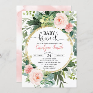 Invitation Eucalyptus rose or Brunch Baby shower fille
