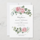 Invitation Eucalyptus Rose Rose Baby shower d'arc floral (Devant)