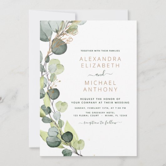 Invitation Eucalyptus Rustic Botanical Greenery Mariage (Devant)