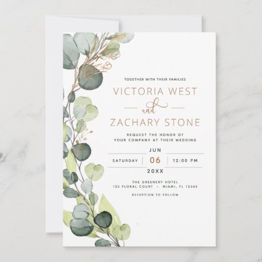 Invitation Eucalyptus Rustic Botanical Greenery Mariage (Devant)