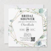 Invitation Eucalyptus Rustic Photo QR Code Bridal Shower (Devant)